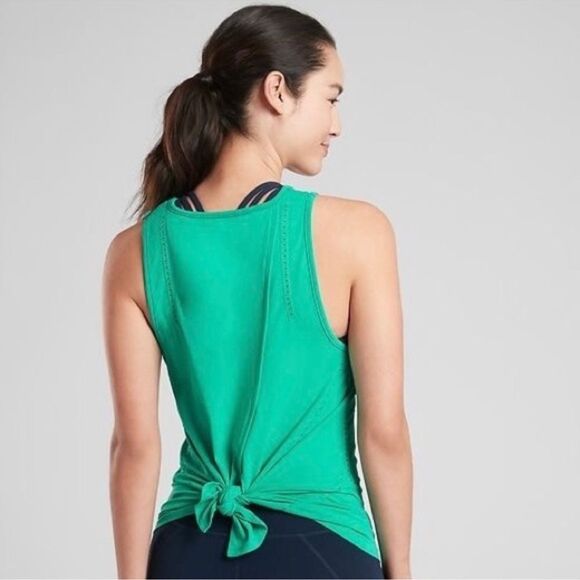 Athleta Foothill Seamless Tank Lagoon Teal Size Small Tie Split Back Sleeveless - Picture 3 of 14